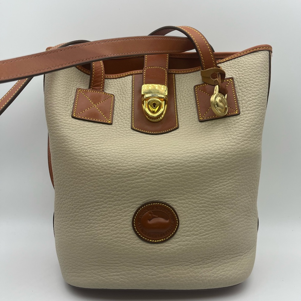 Dooney & Bourke Cream and Tan Shoulder Bag with Classic Design